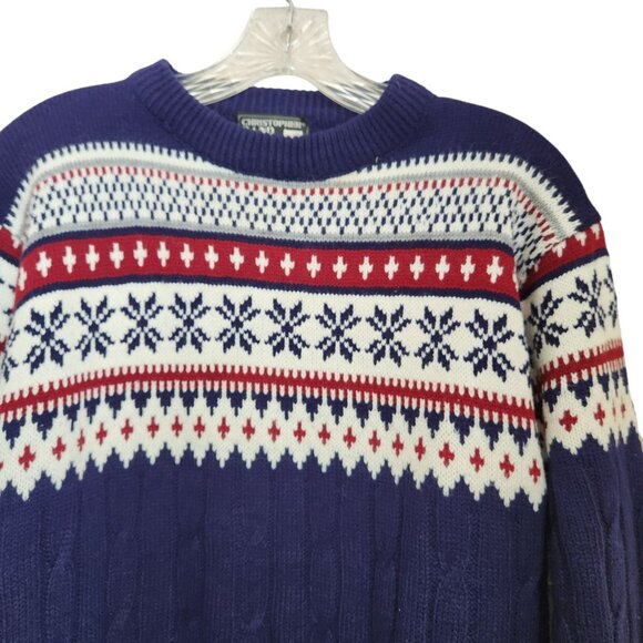 VTG‎ Christopher Rand Men's XL Acrylic Knit Ski Sweater Fairy Isle Birds Eye - Picture 2 of 16